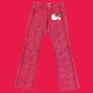 Roberto Cavalli Pink Leopard Print Flare Jeans